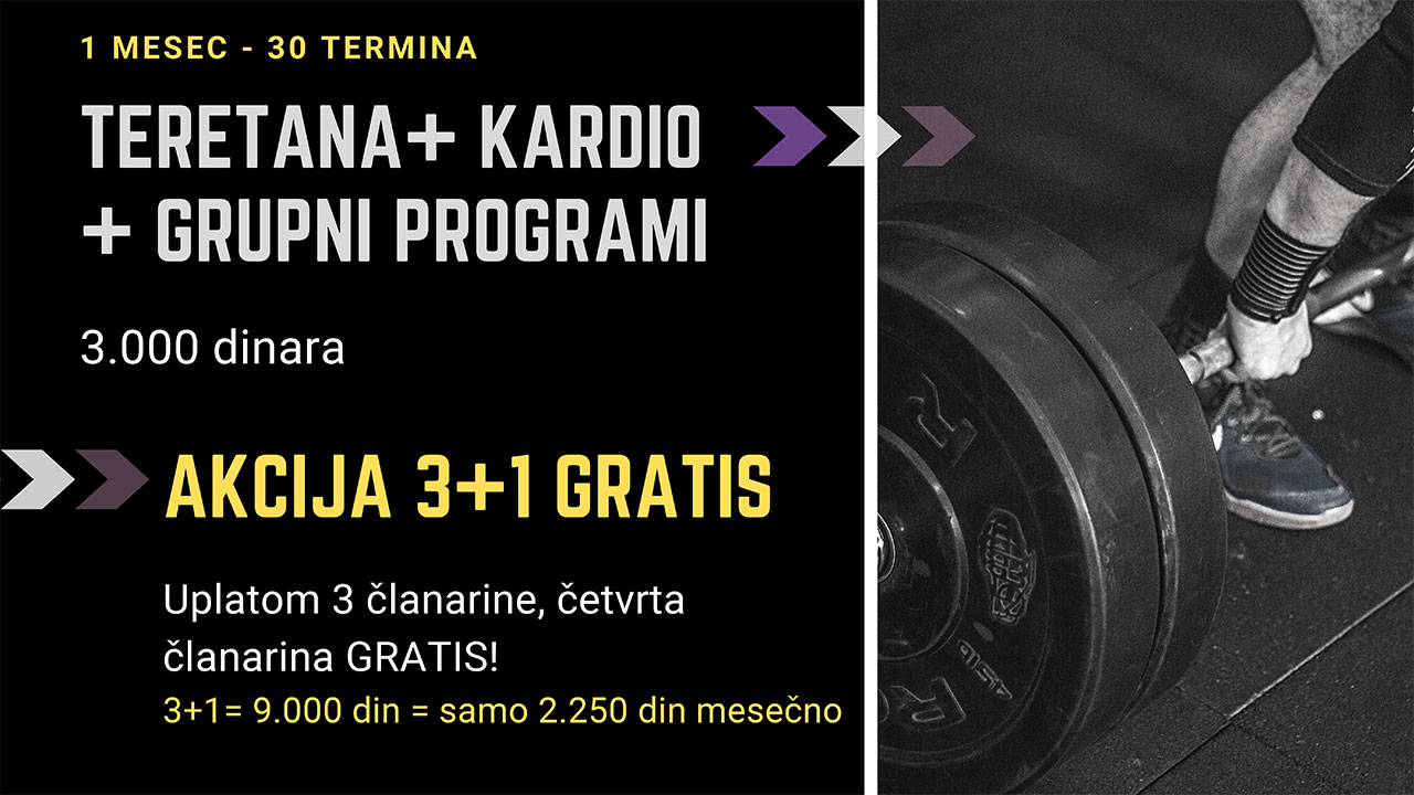 Cenovnik usluga fitnes centra, Teretana XL Fitness Factory Beograd
